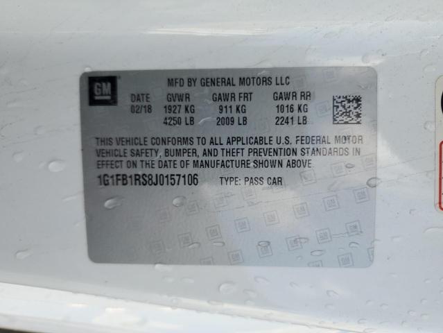 1G1FB1RS8J0157106 - 2018 CHEVROLET CAMARO LT 白色 照片 13