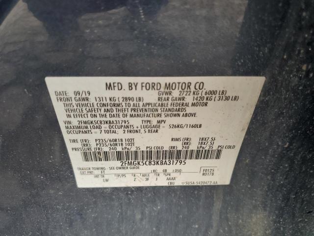 2FMGK5C83KBA31795 - 2019 FORD FLEX SEL 蓝色 照片 13