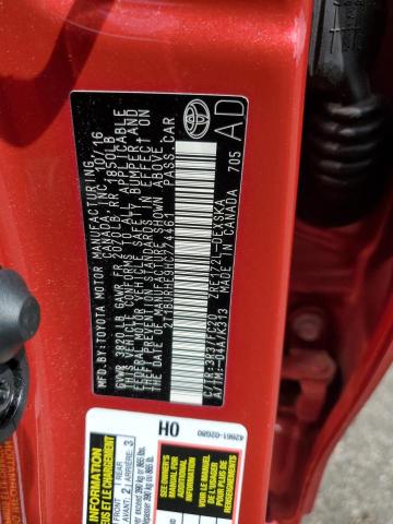 2T1BURHE9HC774461 - 2017 TOYOTA COROLLA L RED photo 12