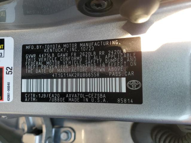 4T1G11AK2RU866558 - 2024 TOYOTA CAMRY SE NIGHT SHADE SILVER photo 12
