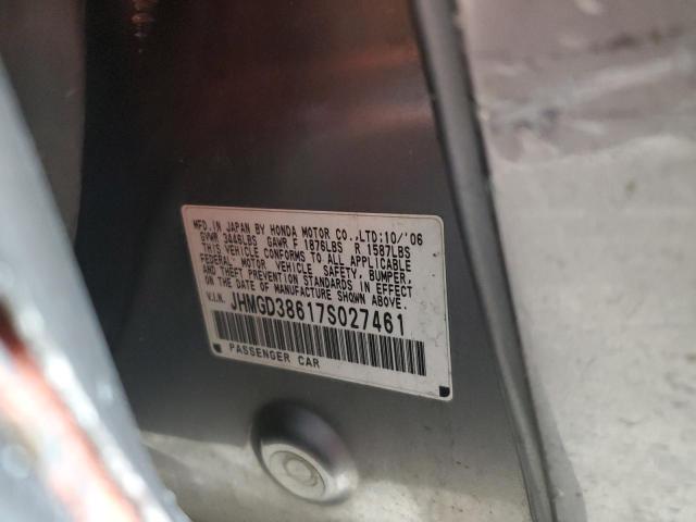 JHMGD38617S027461 - 2007 HONDA FIT S 银色 照片 12