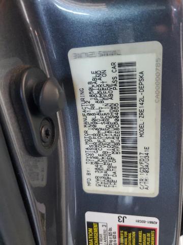 5YFBU4EE8CP004655 - 2012 TOYOTA COROLLA BASE Szary zdjęcie 12