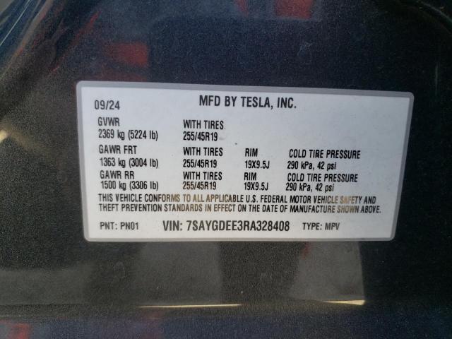 7SAYGDEE3RA328408 - 2024 TESLA MODEL Y 灰色 照片 12