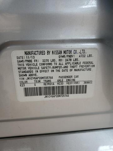 JN1CV6AP2DM725744 - 2013 INFINITI G37 BASE ვერცხლისფერი ფოტო 12