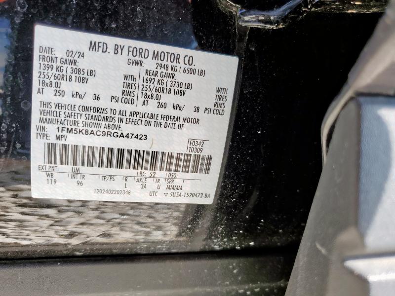 1FM5K8AC9RGA47423 - 2024 FORD EXPLORER POLICE INTERCEPTOR Սև լուսանկար 13