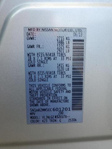 5N1AR2MM5EC601201 - 2014 NISSAN PATHFINDER S SILVER photo 13