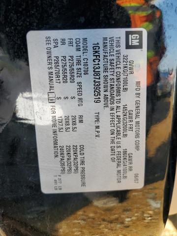 1GKFC13J87J392519 - 2007 GMC YUKON BLACK photo 13