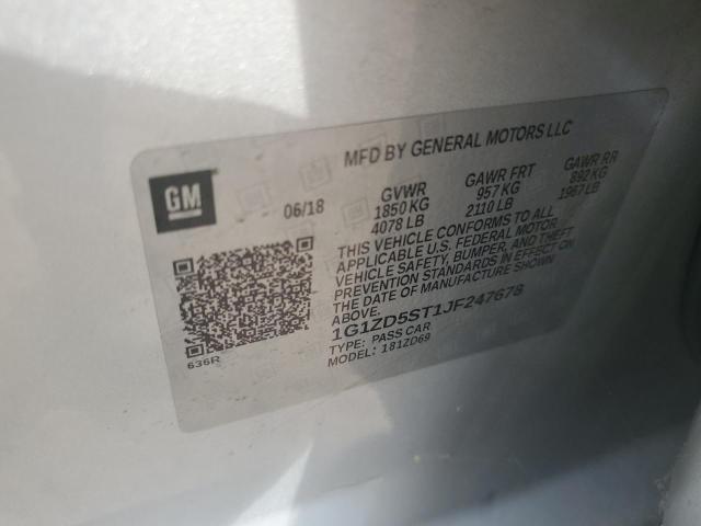 1G1ZD5ST1JF247678 - 2018 CHEVROLET MALIBU LT SILVER photo 12