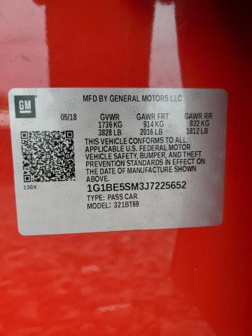 1G1BE5SM3J7225652 - 2018 CHEVROLET CRUZE LT 红色 照片 12