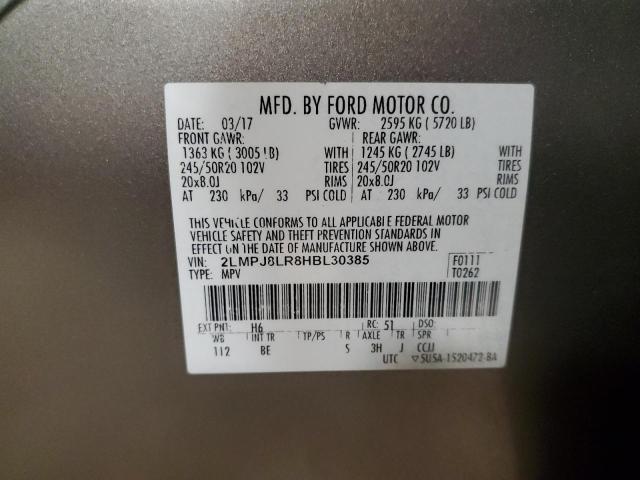 2LMPJ8LR8HBL30385 - 2017 LINCOLN MKX RESERVE Bej foto 13