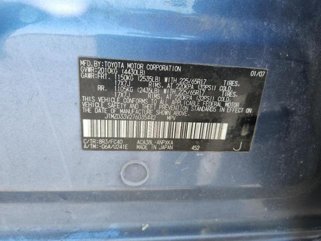 JTMZD33V276035442 - 2007 TOYOTA RAV4 蓝色 照片 12