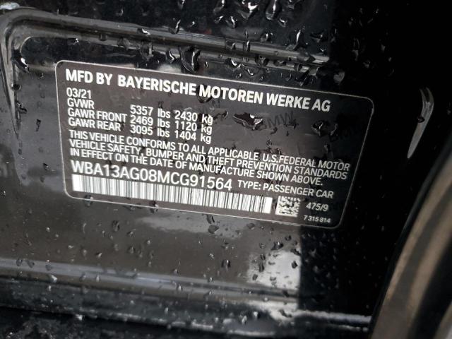 WBA13AG08MCG91564 - 2021 BMW 530E BLACK photo 13