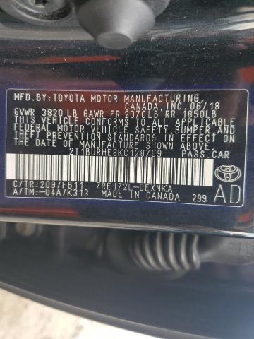 2T1BURHE8KC128769 - 2019 TOYOTA COROLLA L შავი ფოტო 13