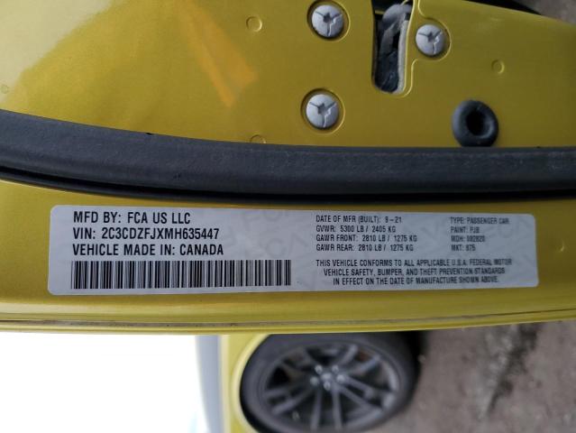 2C3CDZFJXMH635447 - 2021 DODGE CHALLENGER R/T SCAT PACK GREEN photo 12