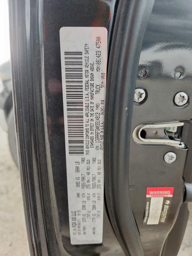 1C6RR6FGXKS514912 - 2019 RAM 1500 CLASS TRADESMAN 黑色 照片 13