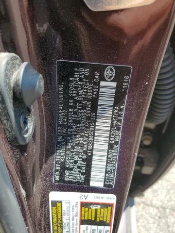 4T1BK3DB5CU456326 - 2012 TOYOTA AVALON BASE Бордовий фото 12
