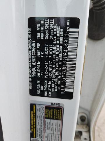 5XYZUDLB9HG456911 - 2017 HYUNDAI SANTA FE S WHITE photo 13