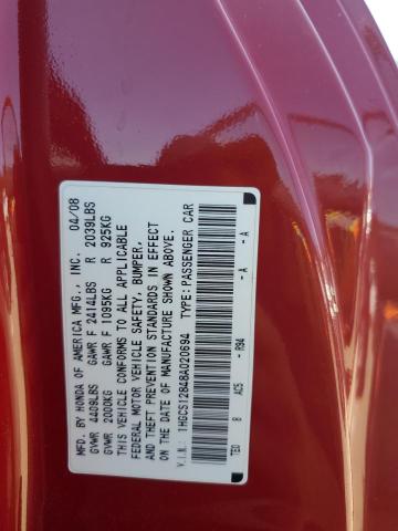 1HGCS12848A020694 - 2008 HONDA ACCORD EXL RED photo 13