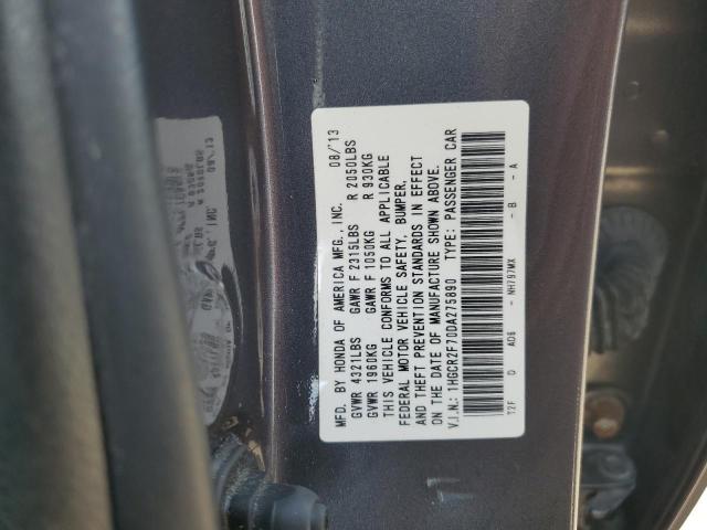 1HGCR2F70DA275890 - 2013 HONDA ACCORD EX ნაცრისფერი ფოტო 12