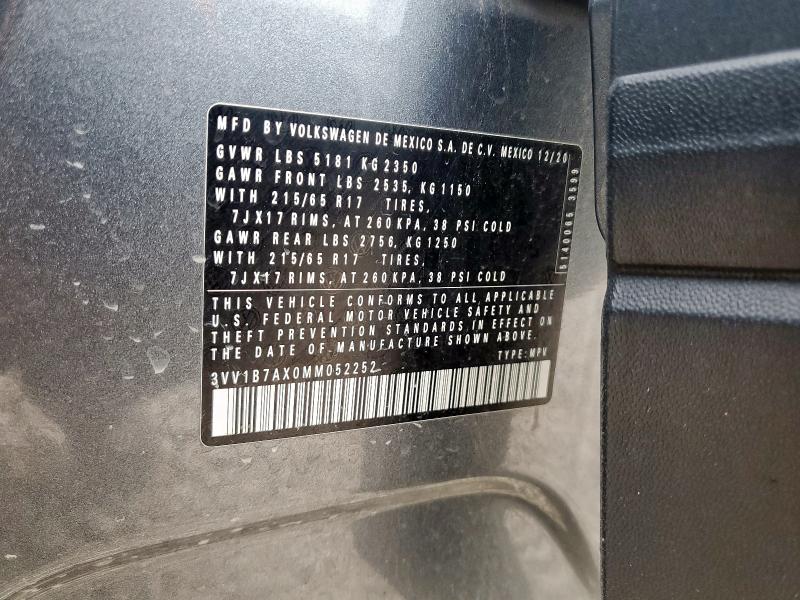 3VV1B7AX0MM052252 - 2021 VOLKSWAGEN TIGUAN S გრაფიტი ფოტო 13