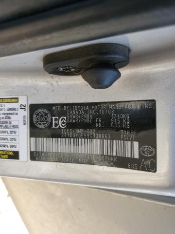 2T1BU40E59C138863 - 2009 TOYOTA COROLLA BASE 银色 照片 12