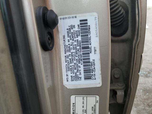 4T1BE32K73U698920 - 2003 TOYOTA CAMRY LE GOLD photo 12