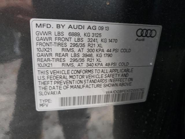 WA1DGBFEXED005762 - 2014 AUDI Q7 PRESTIGE CHARCOAL photo 10