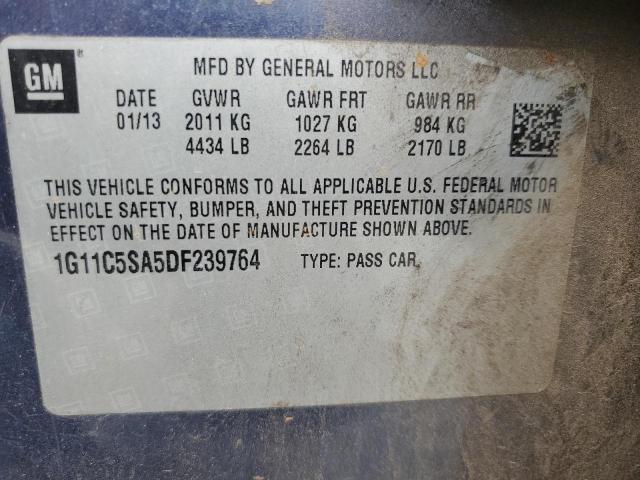 1G11C5SA5DF239764 - 2013 CHEVROLET MALIBU 1LT ლურჯი ფოტო 12