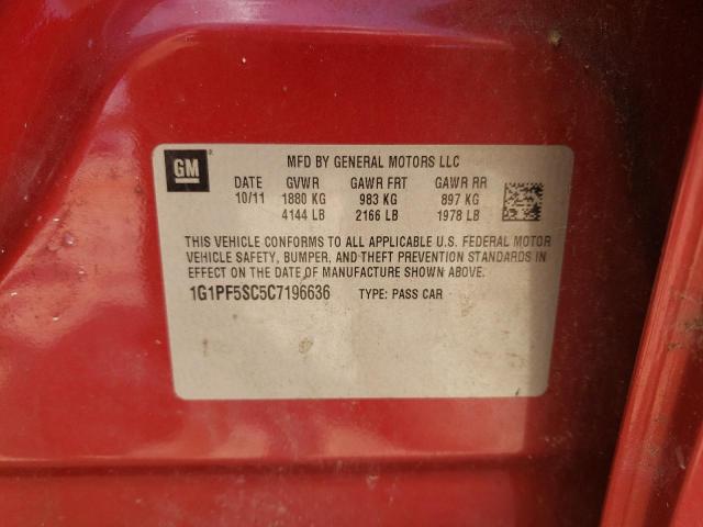 1G1PF5SC5C7196636 - 2012 CHEVROLET CRUZE LT RED photo 12