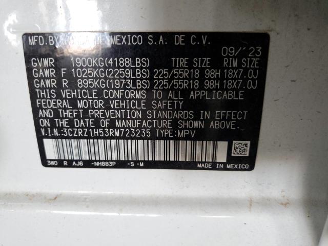 3CZRZ1H53RM723235 - 2024 HONDA HR-V SPORT WHITE photo 12