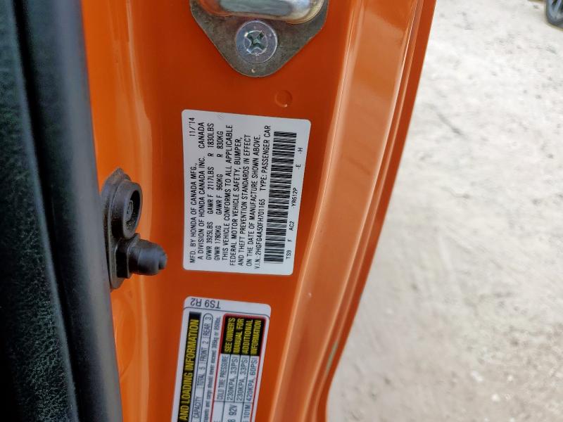 2HGFG4A50FH701165 - 2015 HONDA CIVIC SI ORANGE photo 12