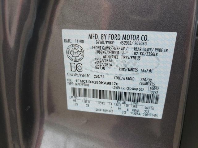 1FMCU03G99KA98176 - 2009 FORD ESCAPE XLT GRAY photo 13