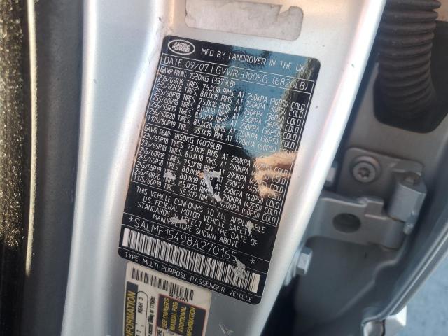SALMF15498A270165 - 2008 LAND ROVER RANGE ROVE HSE SILVER photo 13