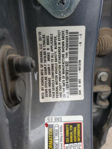 19XFA16979E011522 - 2009 HONDA CIVIC EXL 灰色 照片 12