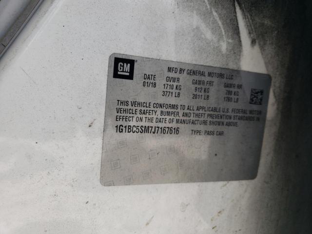 1G1BC5SM7J7167616 - 2018 CHEVROLET CRUZE LS WHITE photo 12