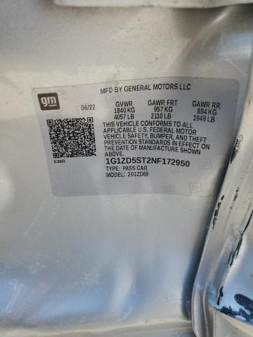 1G1ZD5ST2NF172950 - 2022 CHEVROLET MALIBU LT SILVER photo 12