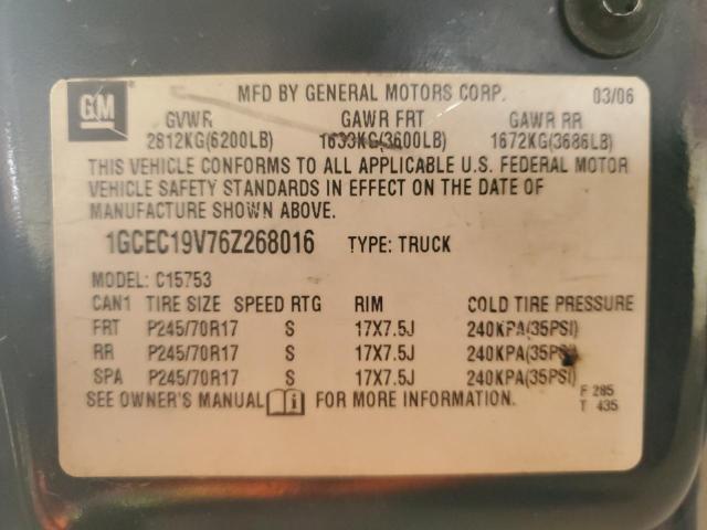 1GCEC19V76Z268016 - 2006 CHEVROLET SILVERADO C1500 灰色 照片 12