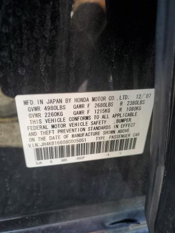 JH4KB16608C005051 - 2008 ACURA RL BLACK photo 12