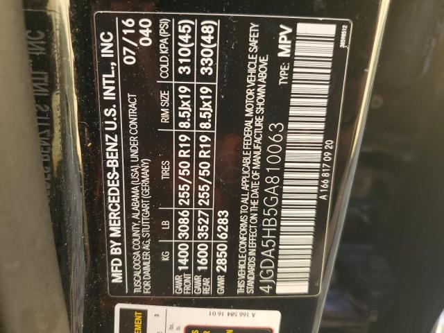 4JGDA5HB5GA810063 - 2016 MERCEDES-BENZ GLE 350 4MATIC BLACK photo 13