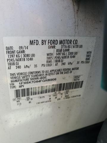 1FM5K7D84FGA86806 - 2015 FORD EXPLORER XLT WHITE photo 14