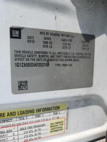1G1ZA5E03AF253749 - 2010 CHEVROLET MALIBU LS WHITE photo 12