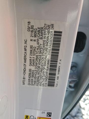 1HGCV1F15JA136867 - 2018 HONDA ACCORD LX 白色 照片 12