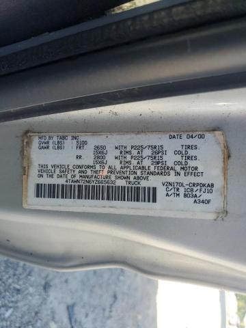 4TAWN72N6YZ665632 - 2000 TOYOTA TACOMA XTRACAB Күміс фото 12