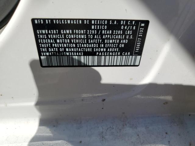 3VW4T7AJ4GM358442 - 2016 VOLKSWAGEN JETTA GLI Սպիտակ լուսանկար 12