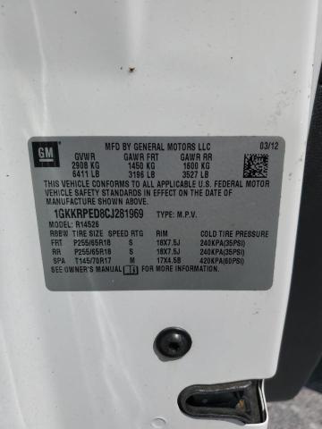 1GKKRPED8CJ281969 - 2012 GMC ACADIA SLE WHITE photo 13