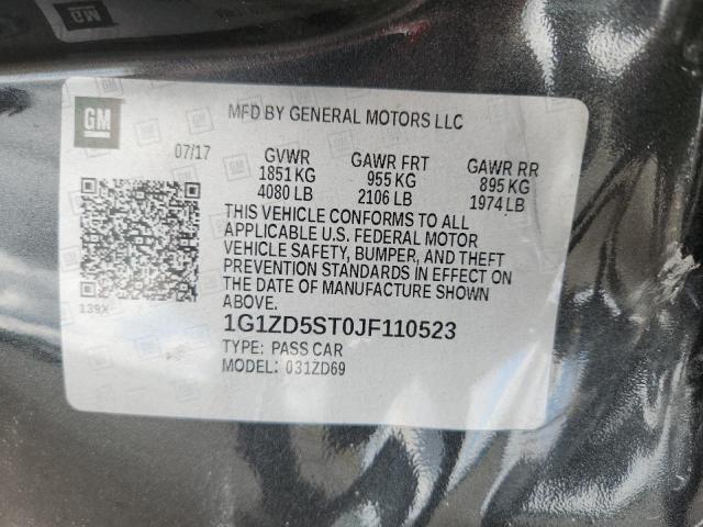 1G1ZD5ST0JF110523 - 2018 CHEVROLET MALIBU LT GRAY photo 12
