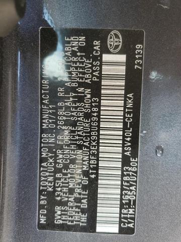 4T1BF3EK9BU694813 - 2011 TOYOTA CAMRY BASE 灰色 照片 12