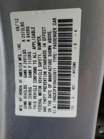 1HGCR3F81DA000611 - 2013 HONDA ACCORD EXL 银色 照片 12
