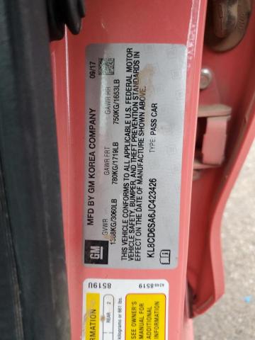 KL8CD6SA6JC423426 - 2018 CHEVROLET SPARK 1LT ვარდისფერი ფოტო 12