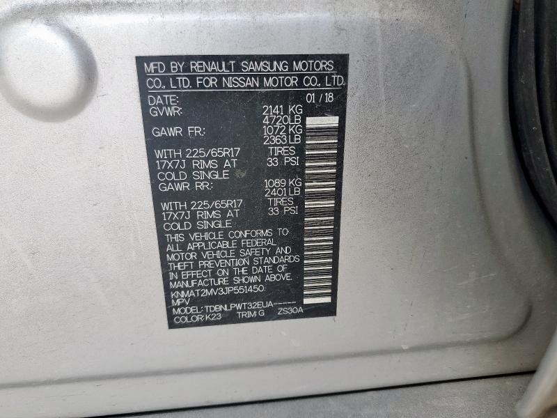 KNMAT2MV3JP551450 - 2018 NISSAN ROGUE S Күміс фото 13